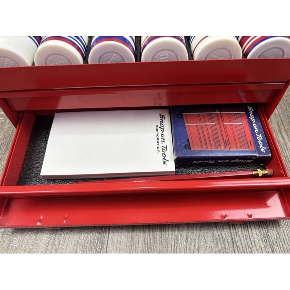 Vtg Snap-On Tools Party Box Poker Chips Set Deck Cards Dice Cribbage - Picture 11 of 11